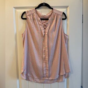 Pleione Blush Pink Sleeveless Blouse with Floral Design